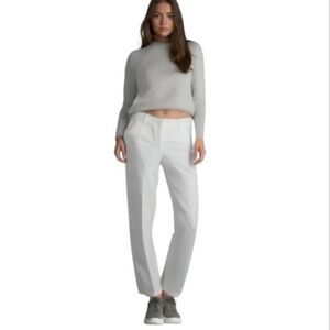 FREE PEOPLE White Denim Cropped Raw Hem Cotton Wide Leg Carpenter Jeans